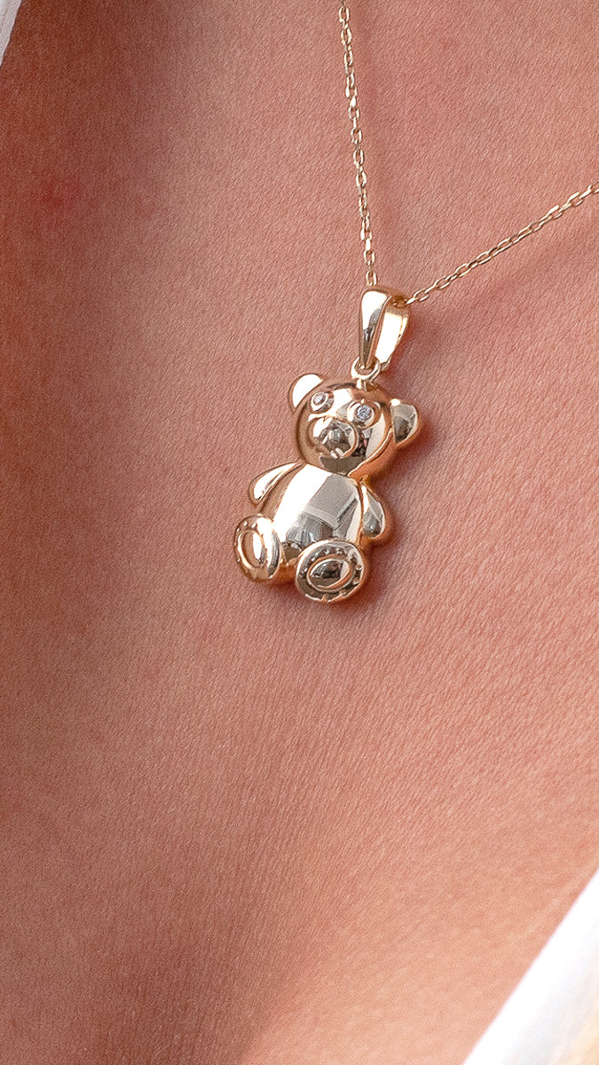 Golden Bear Charm Necklace