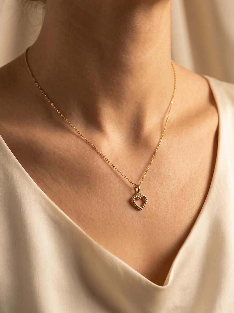 Puffed Heart Gold Pendant