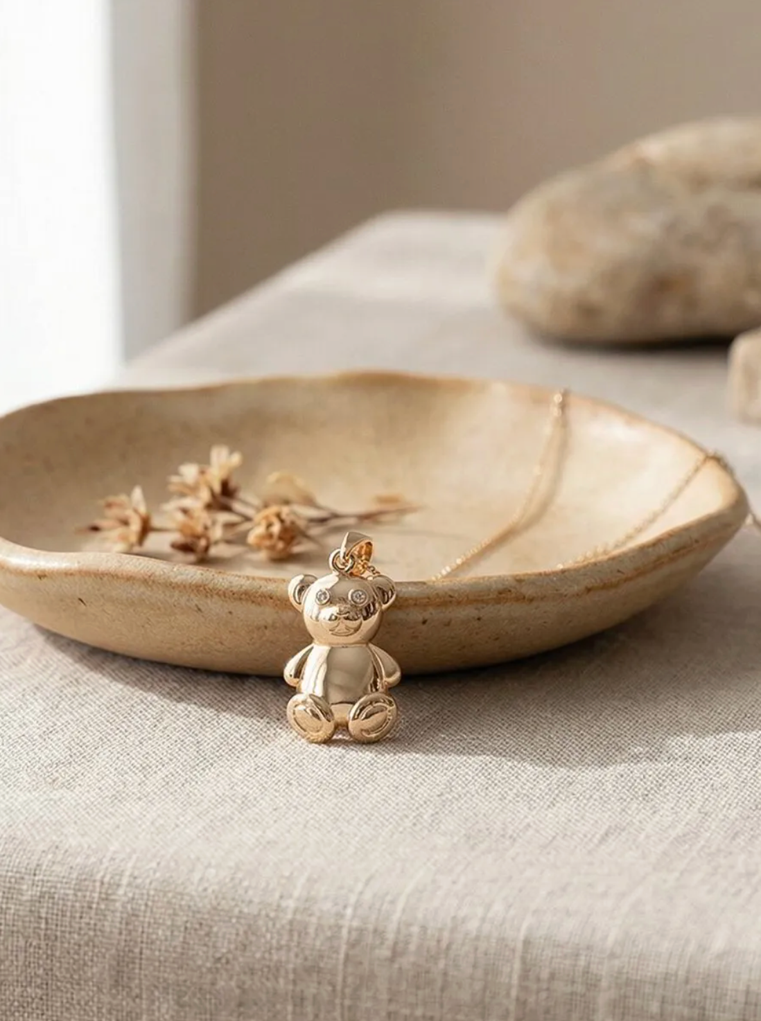 Golden Bear Charm Necklace