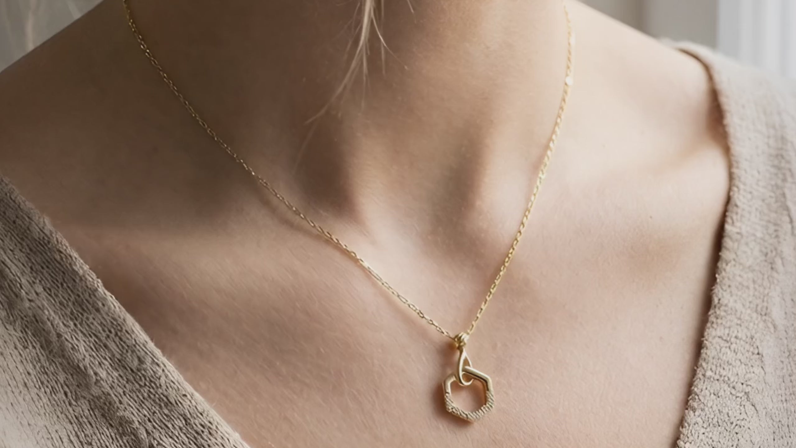 Aurora Hex Gold Necklace